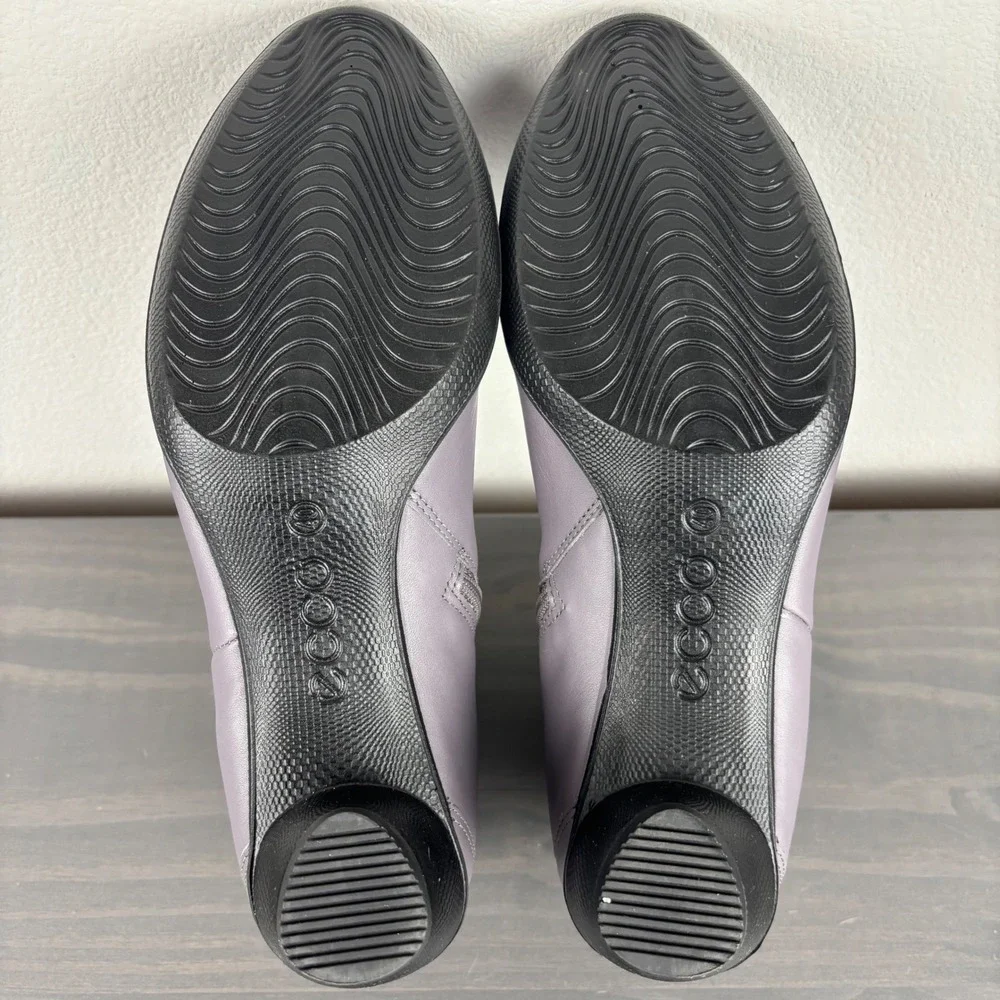 ECCO Shape 35 Block‎ Ankle Boots Grey Purple Leather Side Zip Size 9-9.5